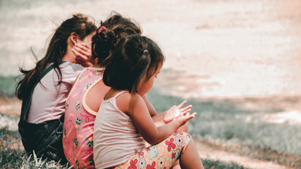 Children showing friendliness