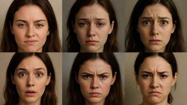 Female faces showing Micro-Expressions