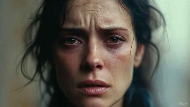 A face expressing suffering