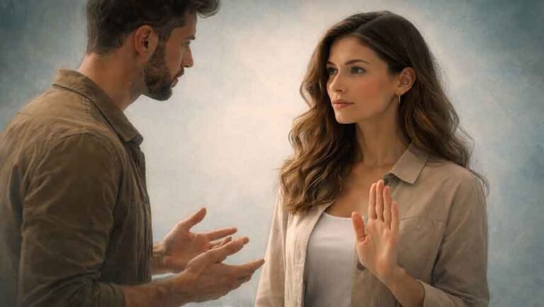 A woman saying no to a man